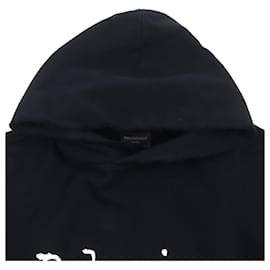 Balenciaga-Balenciaga Cotton Logo Pullover Hoodie Black L-Black