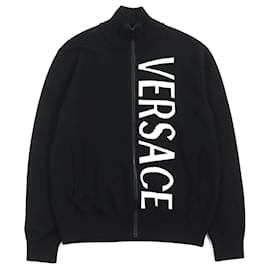 Versace-Versace Medusa Logo Zip-up Knit Jacket Black-Other