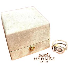 Hermès Hermes Silver 925 K18 Gold Horseshoe Ring Silvery