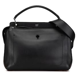 Fendi-Fendi Dotcom Leather 2WAY Handbag Black-Black