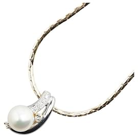 Autre Marque-mila schon Au750 Pt900 Akoya Pearl Diamond Necklace-Golden