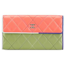 Chanel-Chanel Coco Mark Matelasse Lambskin Long Wallet-Orange
