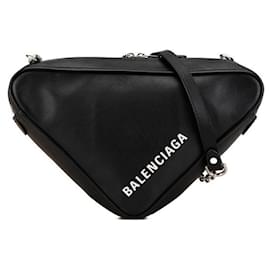 Balenciaga-Balenciaga Triangle Logo Chain Shoulder Bag-Black