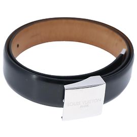 LOUIS VUITTON Gürtel Care Belt Leder Schwarz LV Auth ti2451 Schwarz