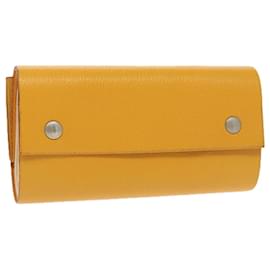 Hermès-HERMES Kaierure roll Note Cover Leather Yellow Auth bs19753-Yellow