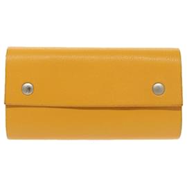 Hermès-HERMES Kaierure roll Note Cover Leather Yellow Auth bs19753-Yellow