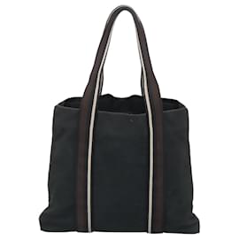 Hermès-HERMES Sac Tote Vertical MM Toile Noir Argent Auth bs20141-Noir,Argenté