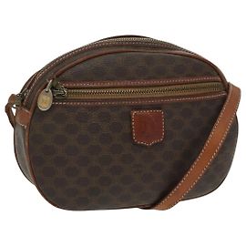 Céline Bolsa de ombro em lona Macadam CELINE em couro PVC marrom dourado Auth bs19763 Marrom Dourado