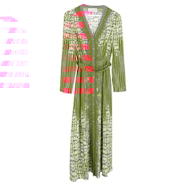 Autre Marque-Saloni Lea Printed Belted Midi Shirt Dress in Multicolor Silk Crepe De Chine-Multiple colors