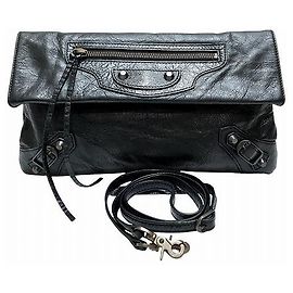 Balenciaga Leather Envelope Shoulder Bag 327079 Black