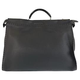 Fendi-Fendi Peekaboo Leather Briefcase Black-Black
