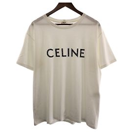 Céline Camiseta de algodón con logo Celine de strass L Otro