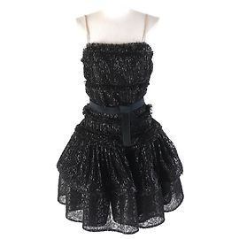 Lanvin Spitzen-Glitzer-Garn-Kleid Schwarz