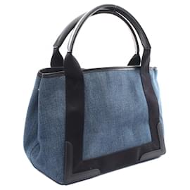 Balenciaga-Balenciaga Denim Leather Navy Cabas S Tote Bag-Blue