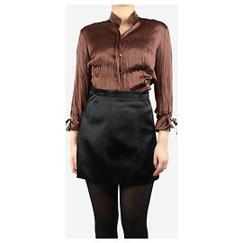 Roberto Cavalli Camisa de seda amassada marrom - tamanho M Marrom