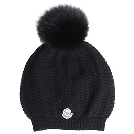Moncler Berretto con pompon nero Nero