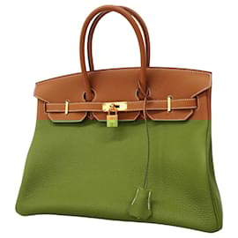 Hermès-Hermes Birkin 35 Togo Handbag in Gold-Golden