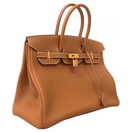 Hermès-Hermes Birkin 35 Togo Handbag in Gold-Golden