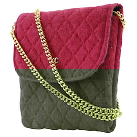 Chanel-Chanel Red Cotton Chain Pouch-Red