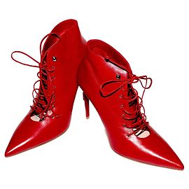 Stivaletti in pelle MIU MIU Rosso