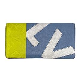 Louis Vuitton-Louis Vuitton Taurillon Bi-fold Long Wallet-Black,Blue