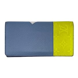 Louis Vuitton-Louis Vuitton Taurillon Bi-fold Long Wallet-Black,Blue