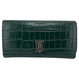 Burberry-Burberry TB Long Wallet in Green-Golden,Green