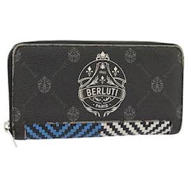 Berluti-Berluti Long Wallet Leather Black Blue white Auth bs19900-Black,White,Blue