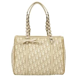 Christian Dior-Christian Dior Trotter Romantic Hand Bag PVC Beige Auth 100941-Beige