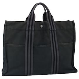 Hermès-HERMES Fourre Tout MM Sac Tote Toile Gris Auth ti2393-Marron