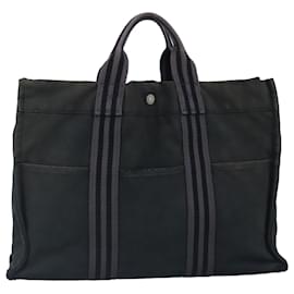 Hermès-HERMES Fourre Tout MM Sac Tote Toile Gris Auth ti2393-Marron