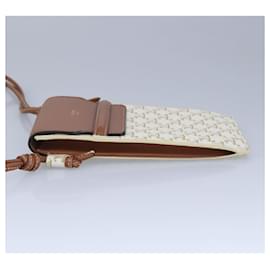 Céline-CELINE Triomphe Shoulder Pouch PVC White Auth 101049-White