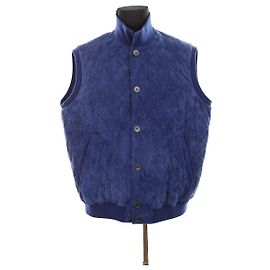 Loro Piana Blaue Lederjacke Blau