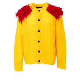 Prada Mohair-Cardigan mit Fell Gelb