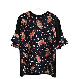 Camiseta de seda y algodón floral Louis Vuitton Resort 2017 Negro