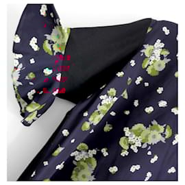 Louis Vuitton-Louis Vuitton Resort 2017 Floral Silk & Cotton T-Shirt Top-Black
