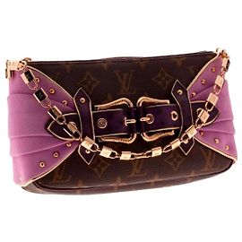 Pochette in struzzo Monogram Extraordinario di Louis Vuitton Rosa Marrone scuro