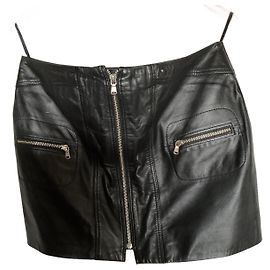 Autre Marque Saia curta de couro preta Biscote Preto