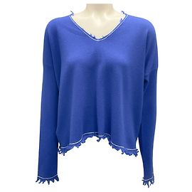 Marni Blau 2020 Kaschmir Strick V-Ausschnitt Pullover Blau