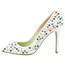 Christian Louboutin-Pompes Pigalle Spikes en cuir blanc Christian Louboutin, taille 38 EU-Multicolore