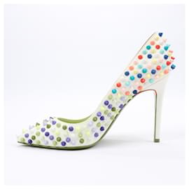 Christian Louboutin-Christian Louboutin White Leather Pigalle Spikes Pumps in Size 38 EU-Multiple colors