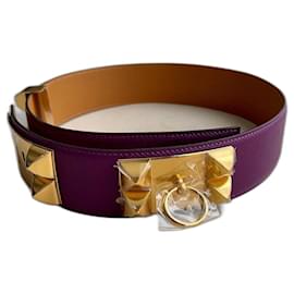Hermès-Hermès dog collar belt purple size 80, new never worn,-Purple