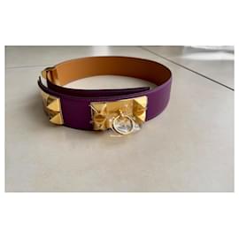 Hermès-Hermès dog collar belt purple size 80, new never worn,-Purple