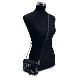 Balenciaga-Blue Leather Small Classic Metallic Reporter Crossbody Bag-Blue