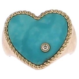 Anillo Yvonne Leon T.MM 45 en oro amarillo Turquesa