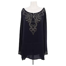 Hermès-HERMES  Tops T.FR 42 Silk-Navy blue