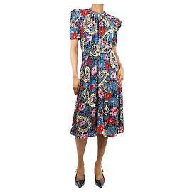 Isabel Marant Vestido midi de terciopelo con estampado multicolor - talla UK 6 Multicolor