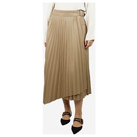 Jonathan Simkhai Jupe midi plissée en simili cuir taupe - taille UK 12 Autre