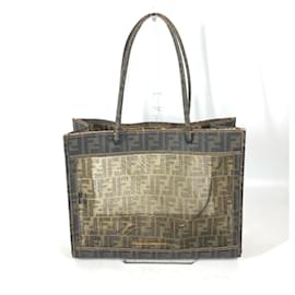 Fendi-Fendi Vintage Brown Coated Leather Beach Tote-Brown