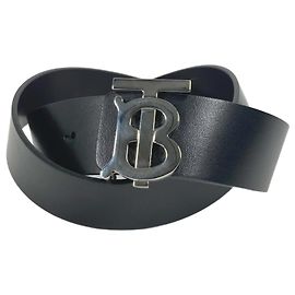 Burberry TB Leather Men's Black Belt Black
